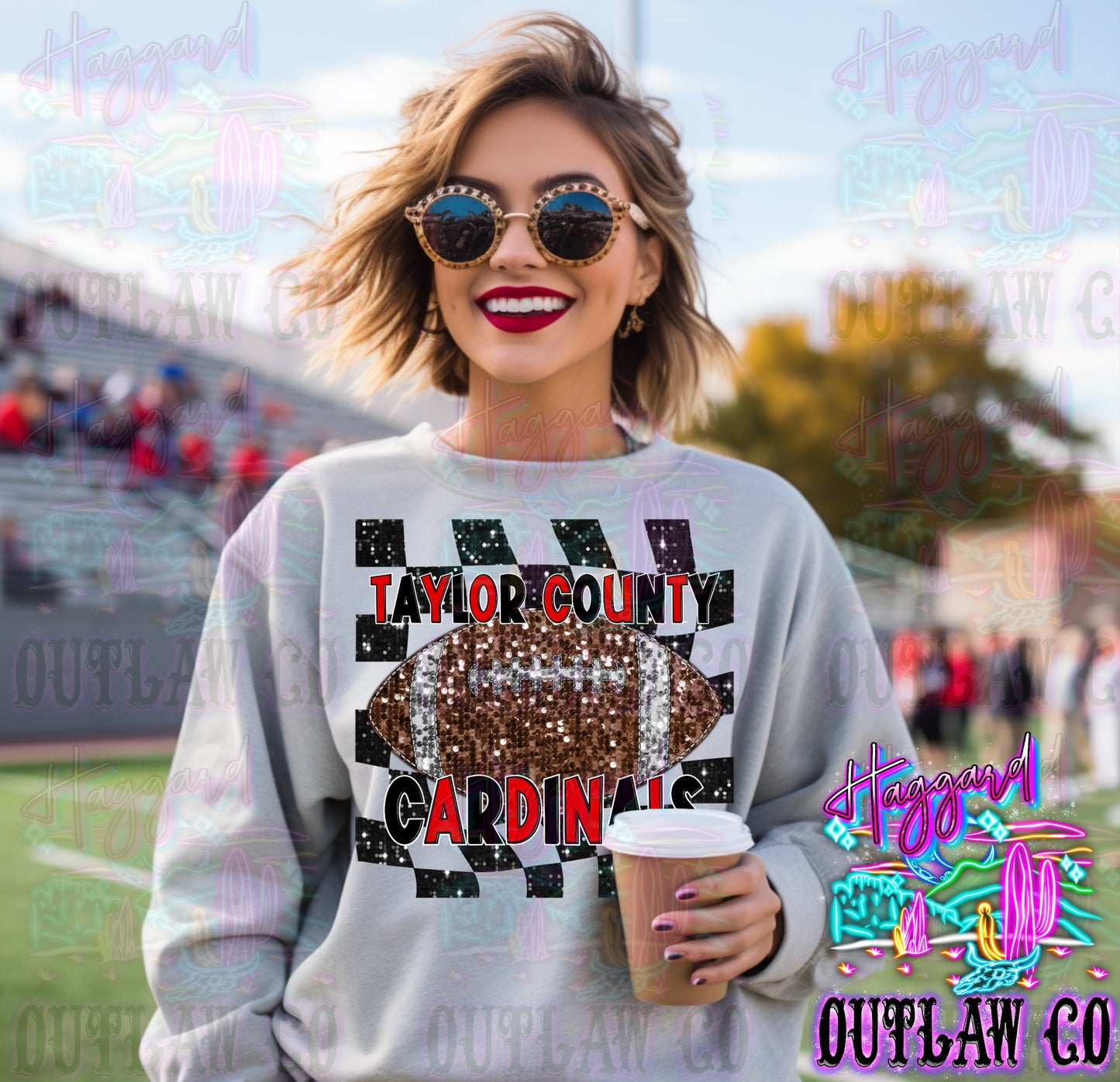 Faux Sequin Football Sweatshirt