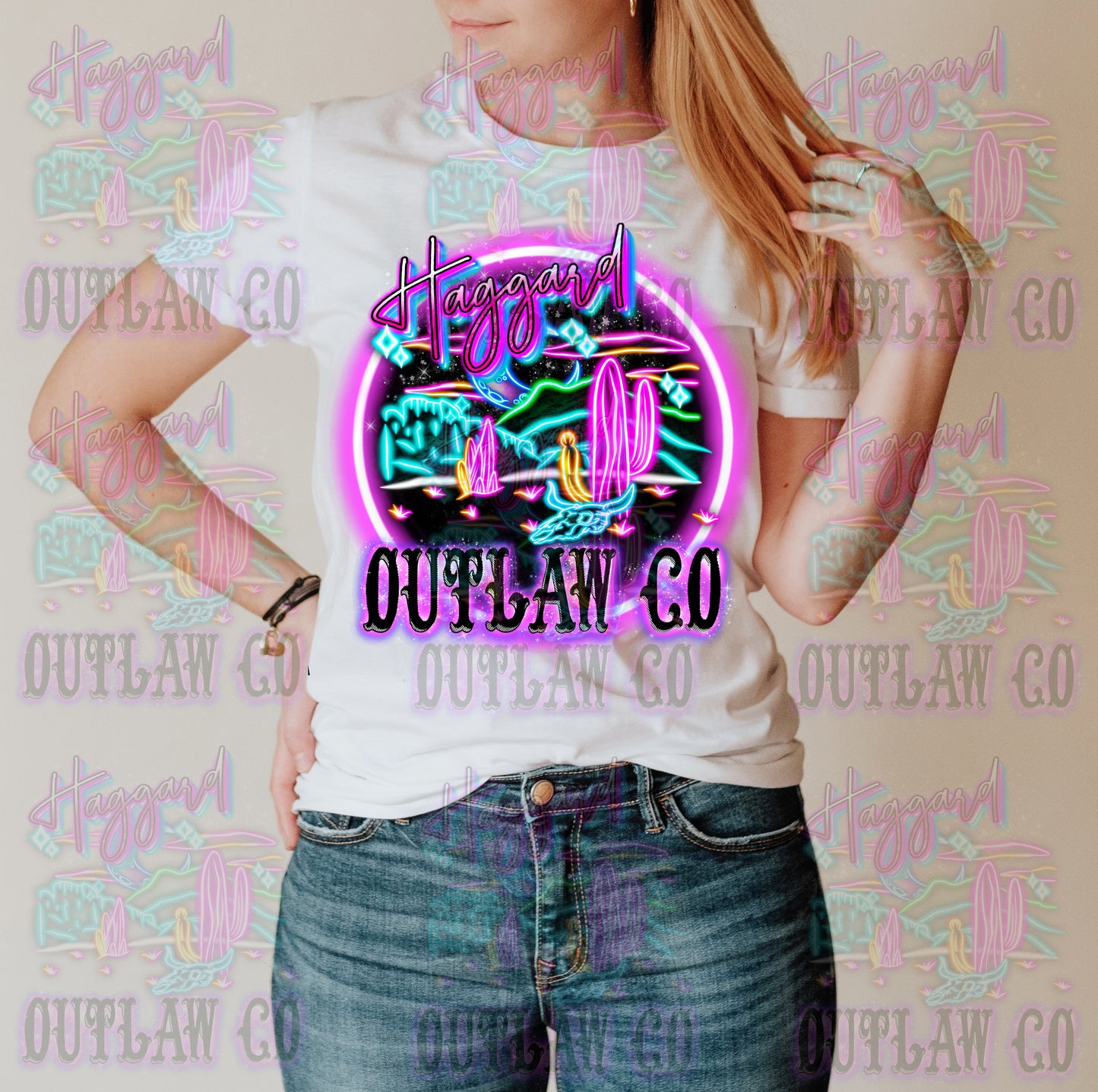 Haggard Outlaw Co Neon Tee